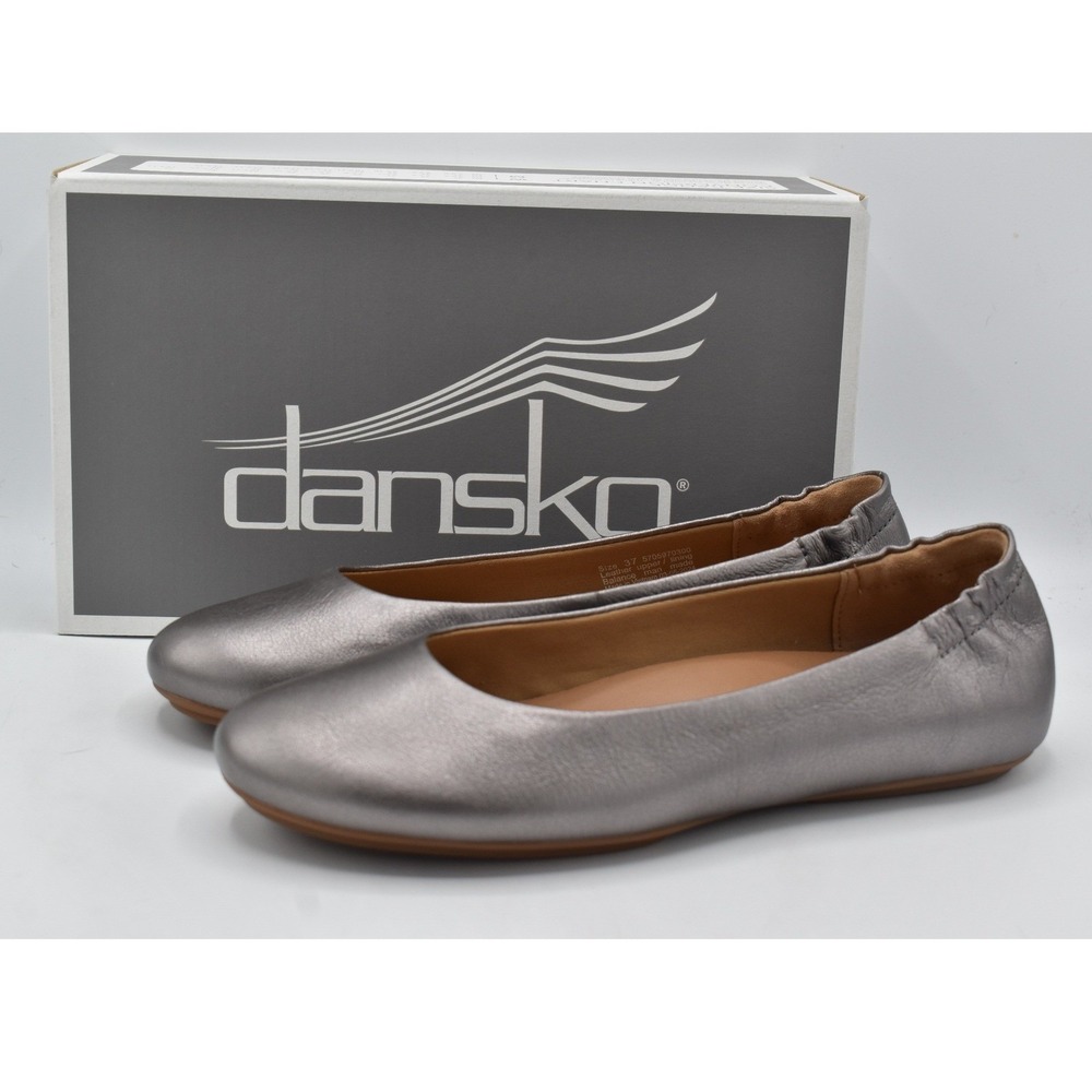Dansko Mollie Metallic Ballet Flats Womens 38 Pewter New Leather Shoes